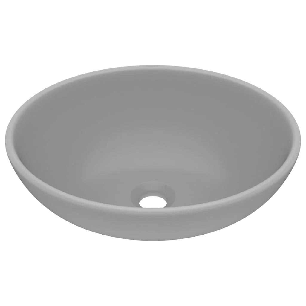 Lavabo da bagno ovale di lusso 40x33 cm in ceramica grigio chiaro opaco 02_0002669