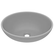 Lavabo da bagno ovale di lusso 40x33 cm in ceramica grigio chiaro opaco 02_0002669