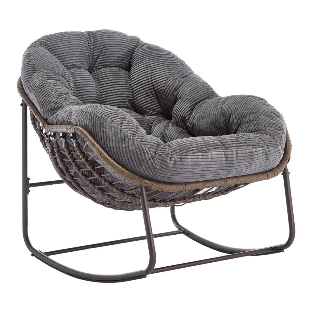 POLTRONA A DONDOLO 78x106x90 cm Rattan sintetico Grigio