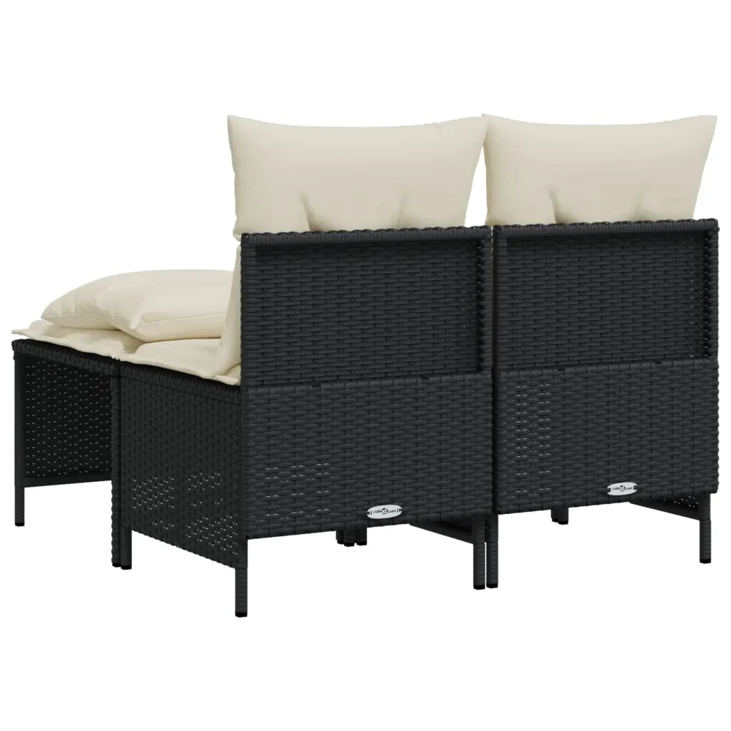 Set Divani da Giardino 4 pz | Set Salotto da Giardino con Cuscini Nero in Polyrattan