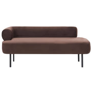 Chaise Lounge marrone scuro Sinistra in tessuto poliestere con cuscini decorativi Gambe in metallo Soggiorno di design moderno