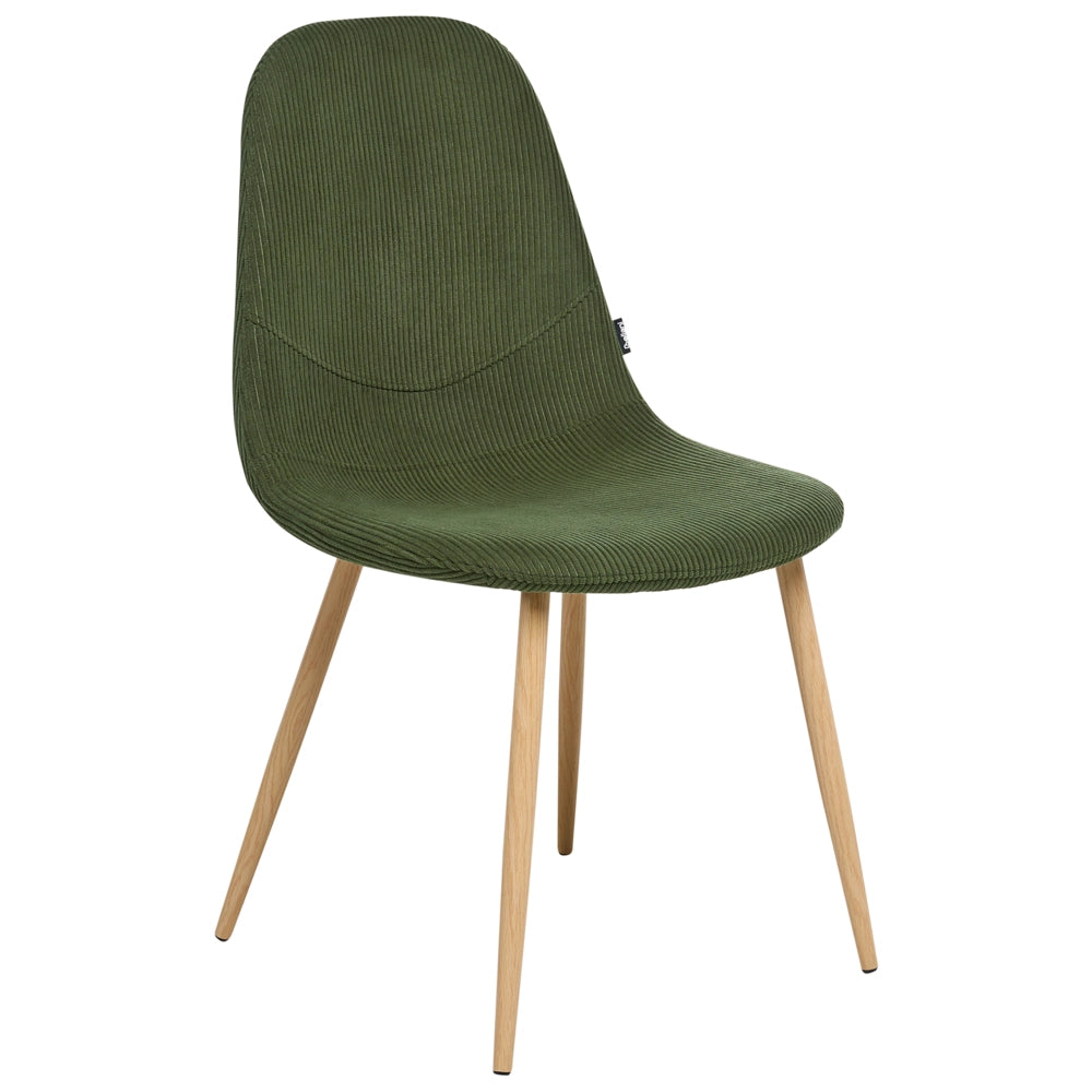 Set di 2 sedie da pranzo Struttura in tessuto verde Seduta in velluto a coste Design moderno senza braccioli