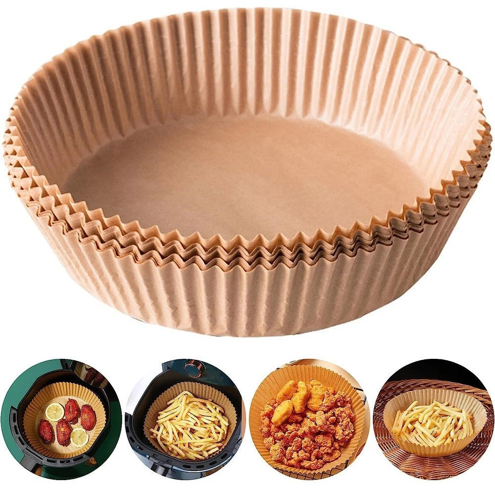 Trade Shop - Set 100pz Carta Pergamena Fodera Per Friggitrice Ad Aria Usa E Getta 16 X 4,5 Cm -