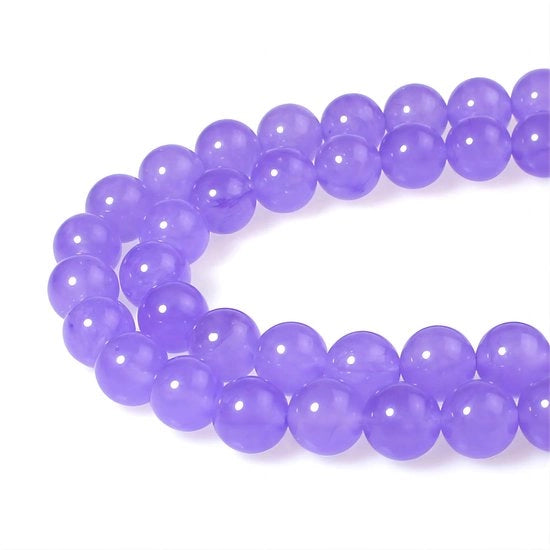 Kralen 10 mm 35 pezzi Lavanda giada con buco Pietre naturali circolari da utilizzare per la creazione di gioielli, bracciali, collane.