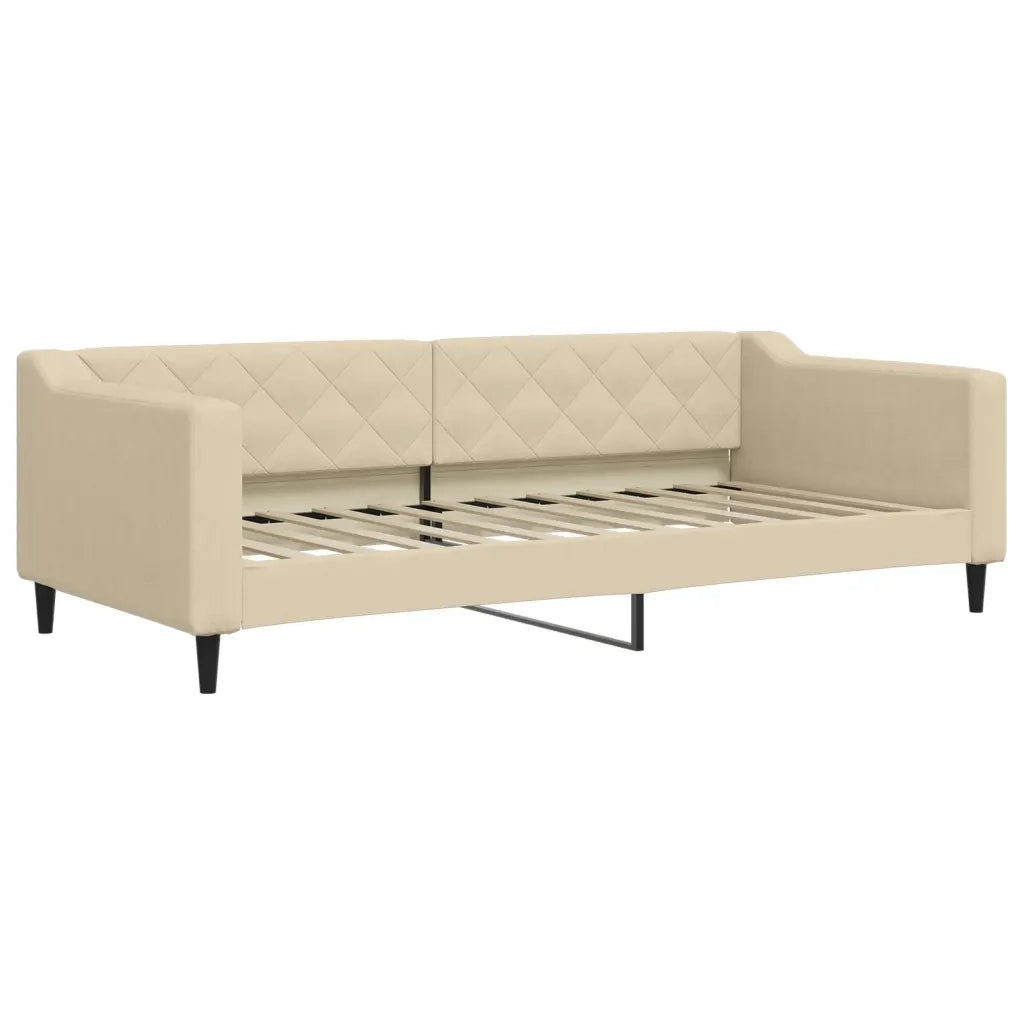 Divano Letto Estraibile con Materassi Crema 90x200 cm Tessuto 3197448