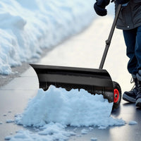 Spazzaneve manuale con ruote, pala neve 74x43 cm ruota 10", Carrello sgombraneve