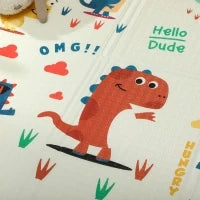 Tappeto da gioco per bambini a tema Dinosauri pieghevole, 196x176x1,5 cm, Multicolore