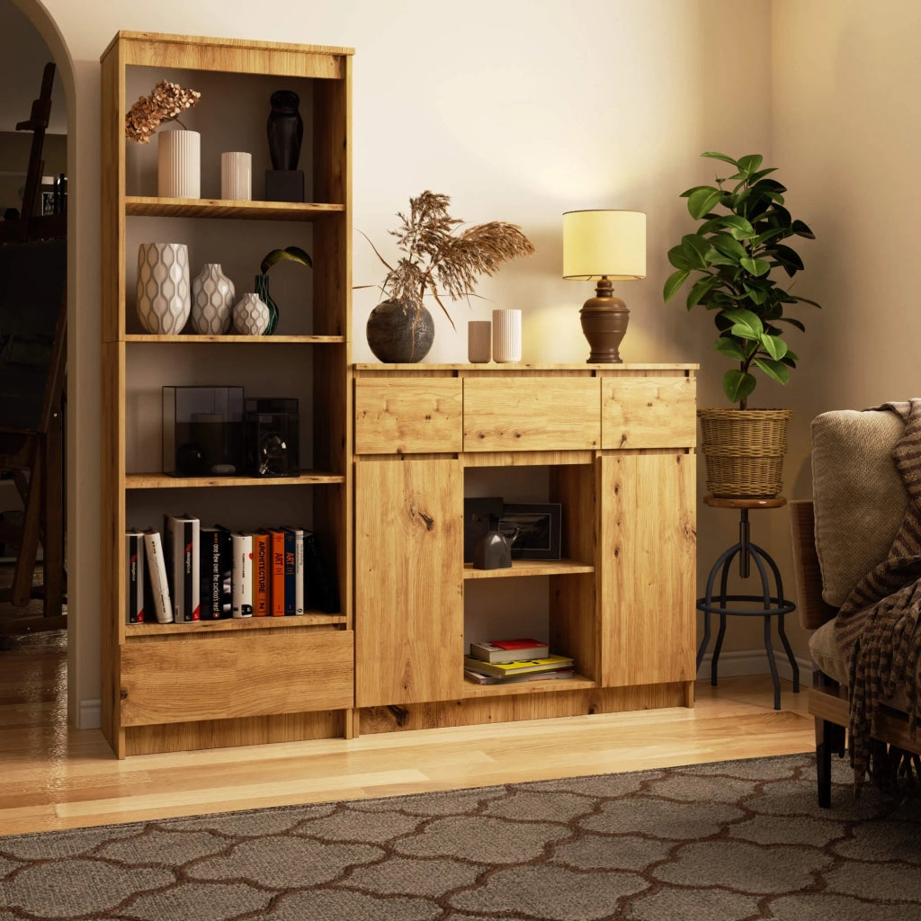 Cassettiera AKORD K100 Quercia Artigiana 101 cm 2 ante 3 cassetti 101x35x98 cm