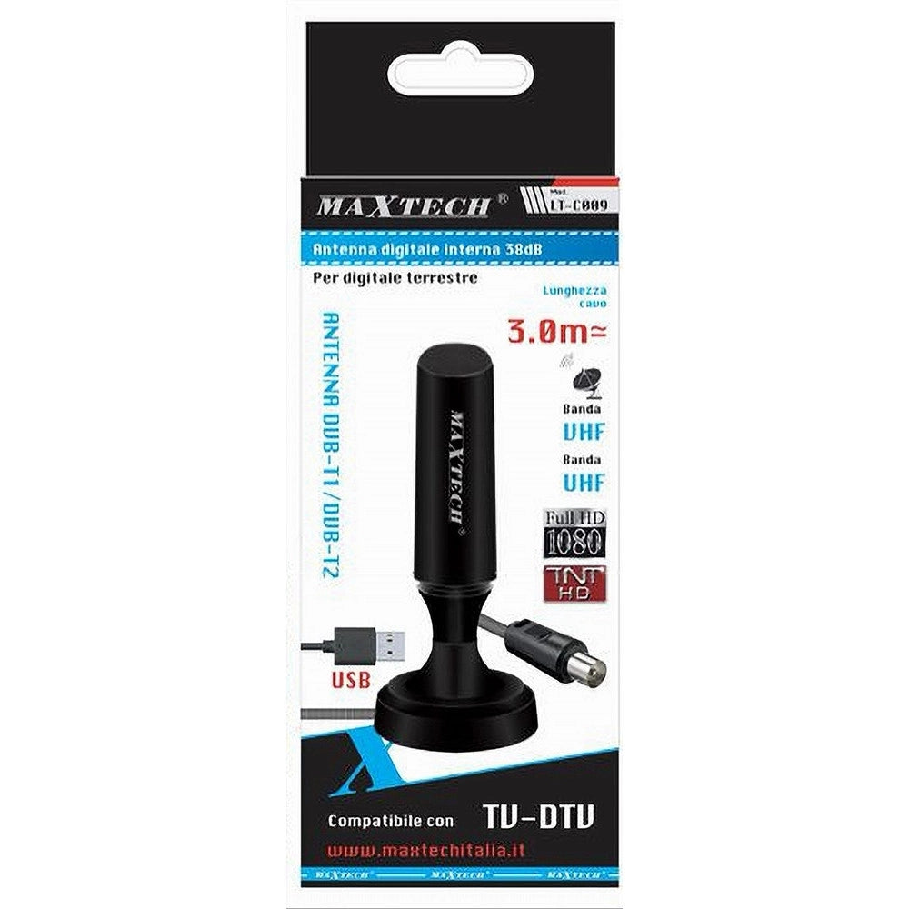 Trade Shop - Antenna Digitale Terrestre T2 Portatile Amplificata Indoor Camper 38 Db Lt-c009 -