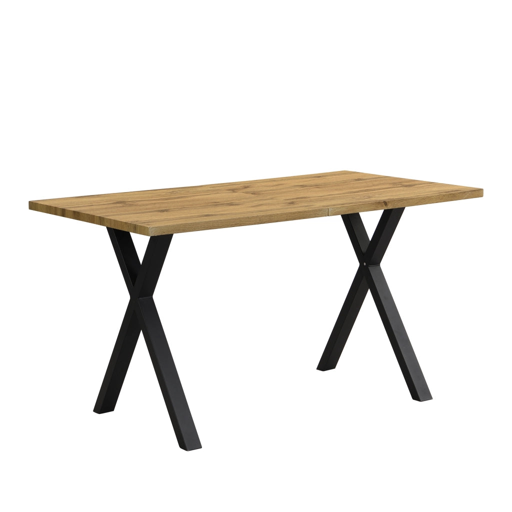 Tavolo da Pranzo Rettangolare con Gambe Incrociate ¨C Xylo ¨C Rovere/Nero 140x80x76