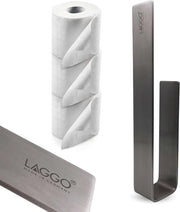 Conservazione del carta igienica senza forare - Acciaio inox V2A - Porta carta igienica per wc con adesivo - con 3 m di strisce adesive (porta carta igienica di riserva)
