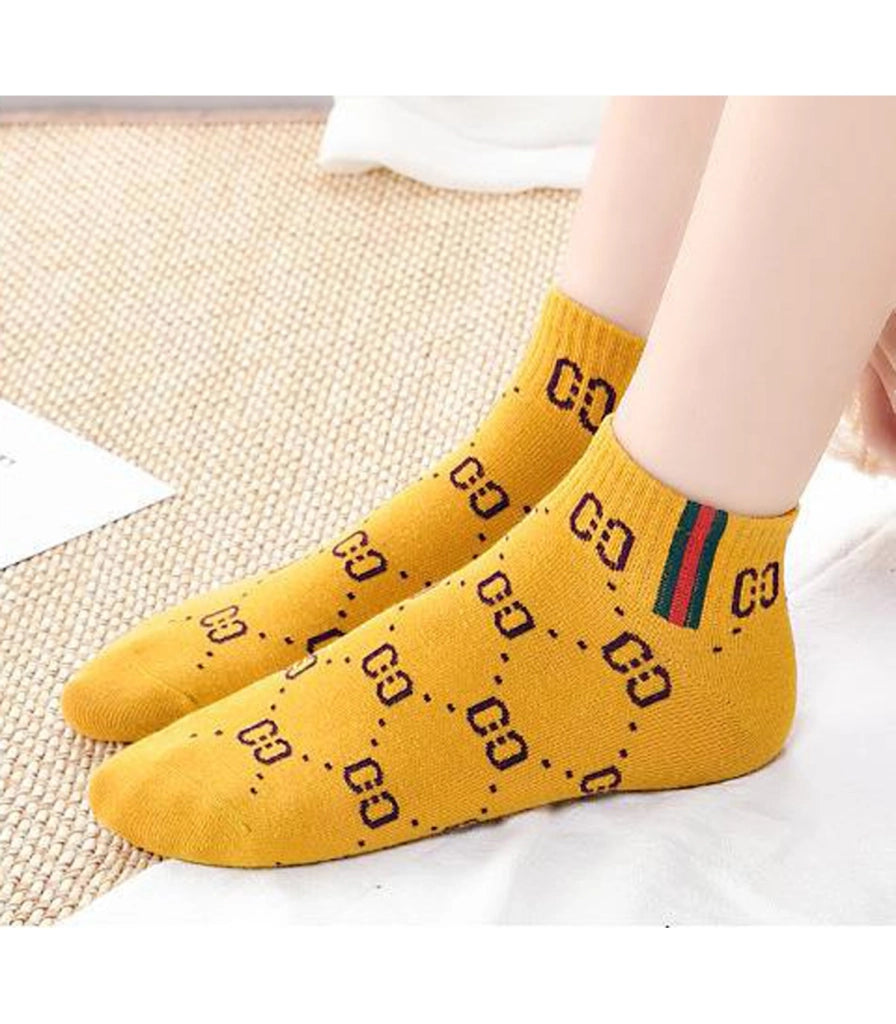 Calzini Bassi in Cotone per Donna e Bambina | Stile Universitario con Motivo Catenine Ricamate | Taglia Unica 34–40 EU
