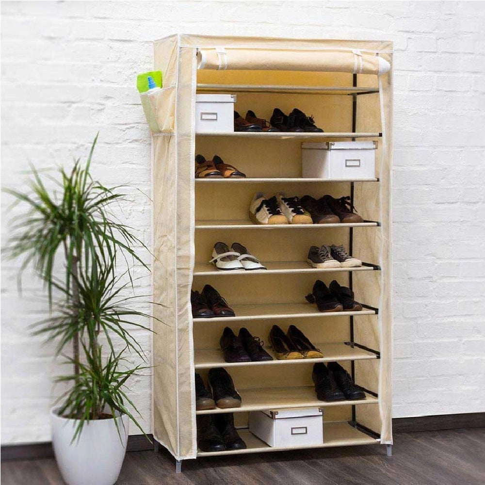 Scarpiera Salvaspazio XXL 45Paia Struttura Metallo e Tessuto TNT 90x30 H160cm Beige