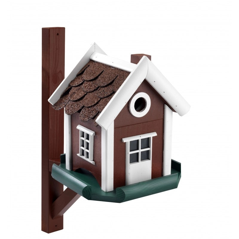 Nido per uccellini Party rosso in legno di conifera 25x25x28 cm - bird house con supporto parete outdoor