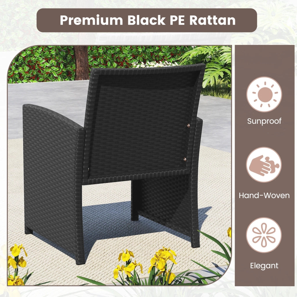 Set Mobili da Giardino 4 Pezzi in Rattan Bianco con Tavolino in Vetro Temperato e Cuscini Sfoderabili, per Esterno Balcone e Terrazzo