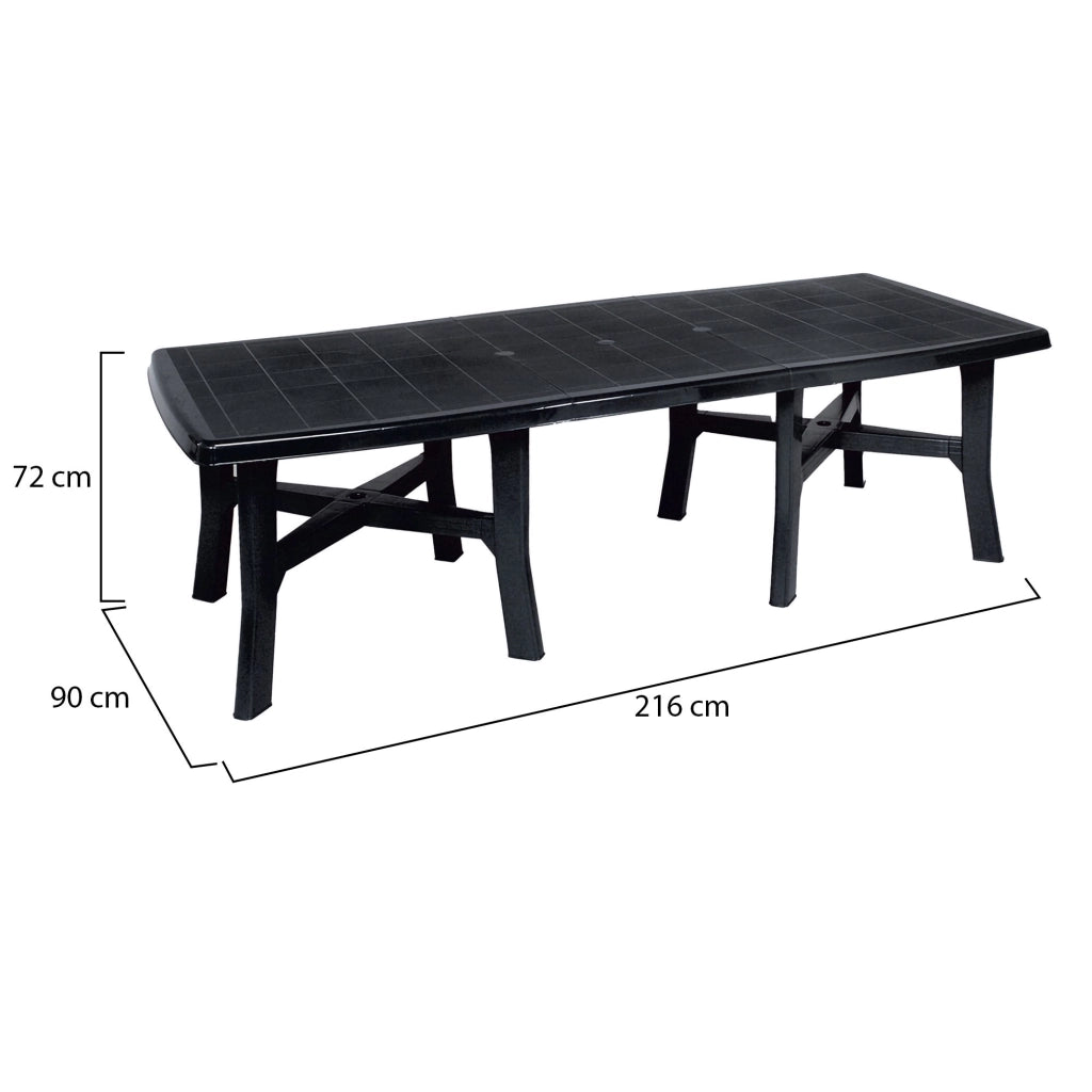 Adonas, Tavolo da Esterno 12 Posti Made in Italy, 216x90x72h cm Nero Antracite
