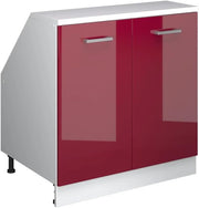 Mobile sottotetto Rion, Rosso lucido, 80 x 81.6 cm con 2 porte, carcassa 60 cm profondità, adatto per il salvaspazio sotto tetti spioventi