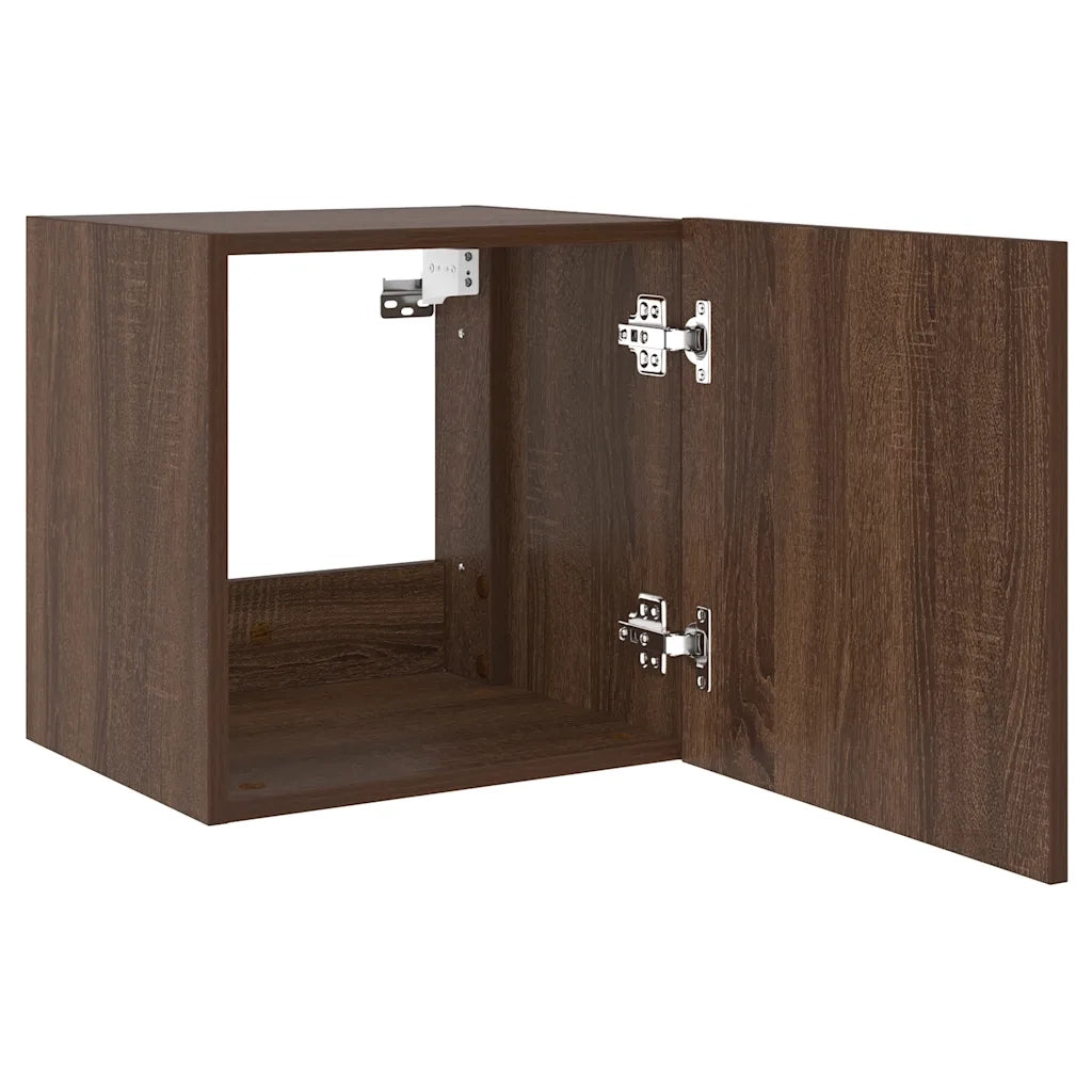 Mobili TV a Parete con Luci LED 2pz Rovere Marrone 40,5x35x40cm 837259