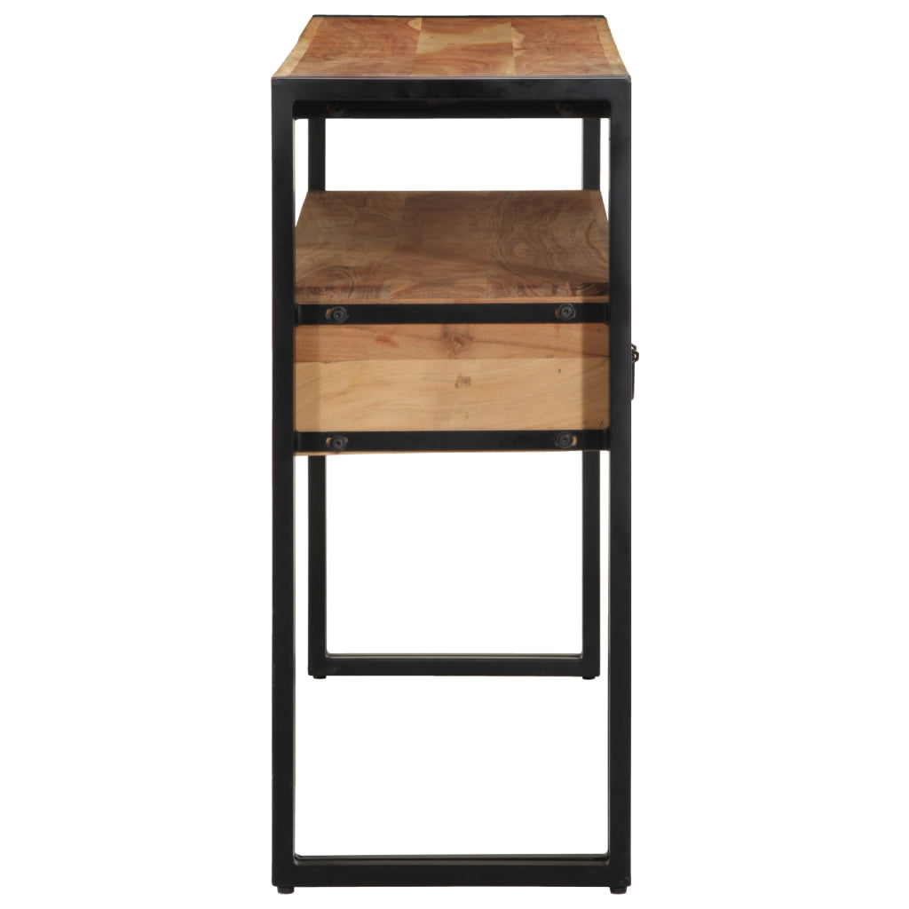 Tavolini  Neri 120x33x75 cm in Legno Massello di Acacia e Metallo
