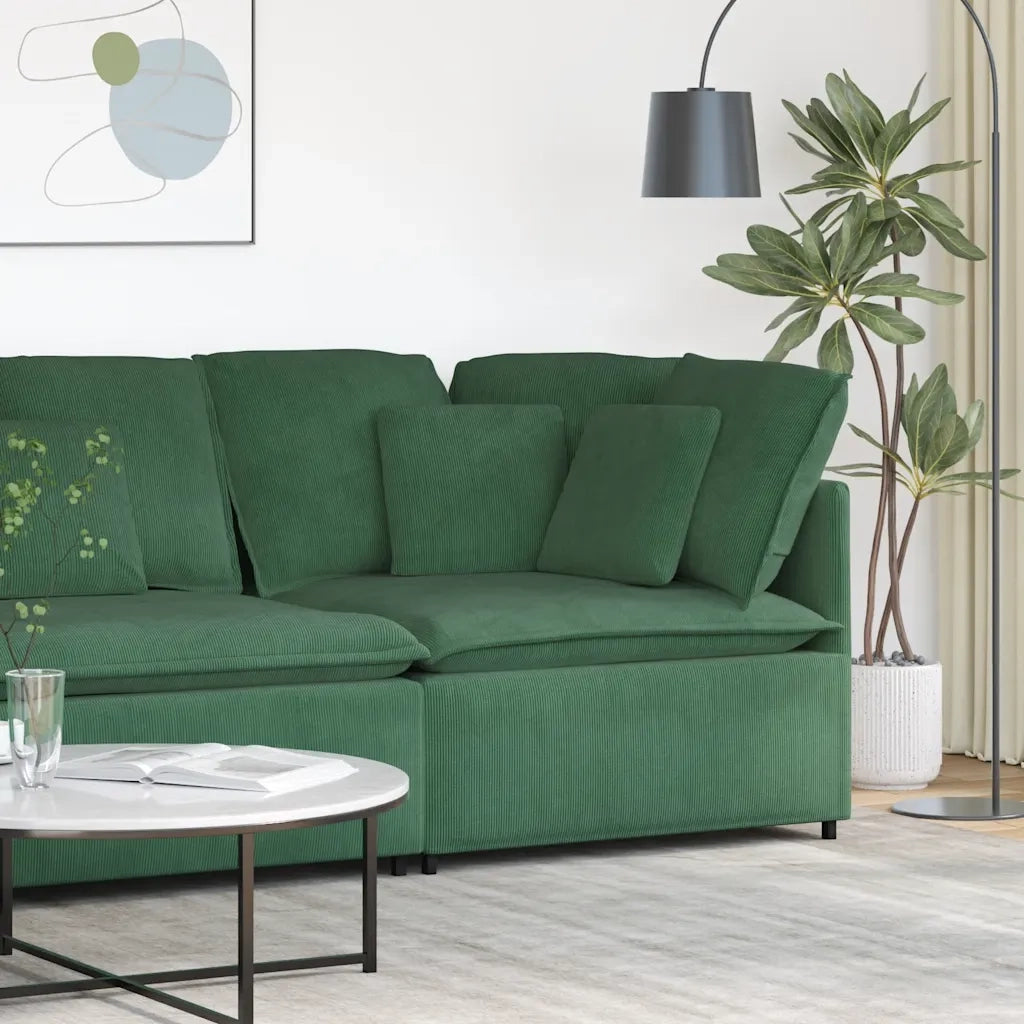 Modulo Angolare Divano Modulare con Cuscini Verde Scuro 100cm 4104472