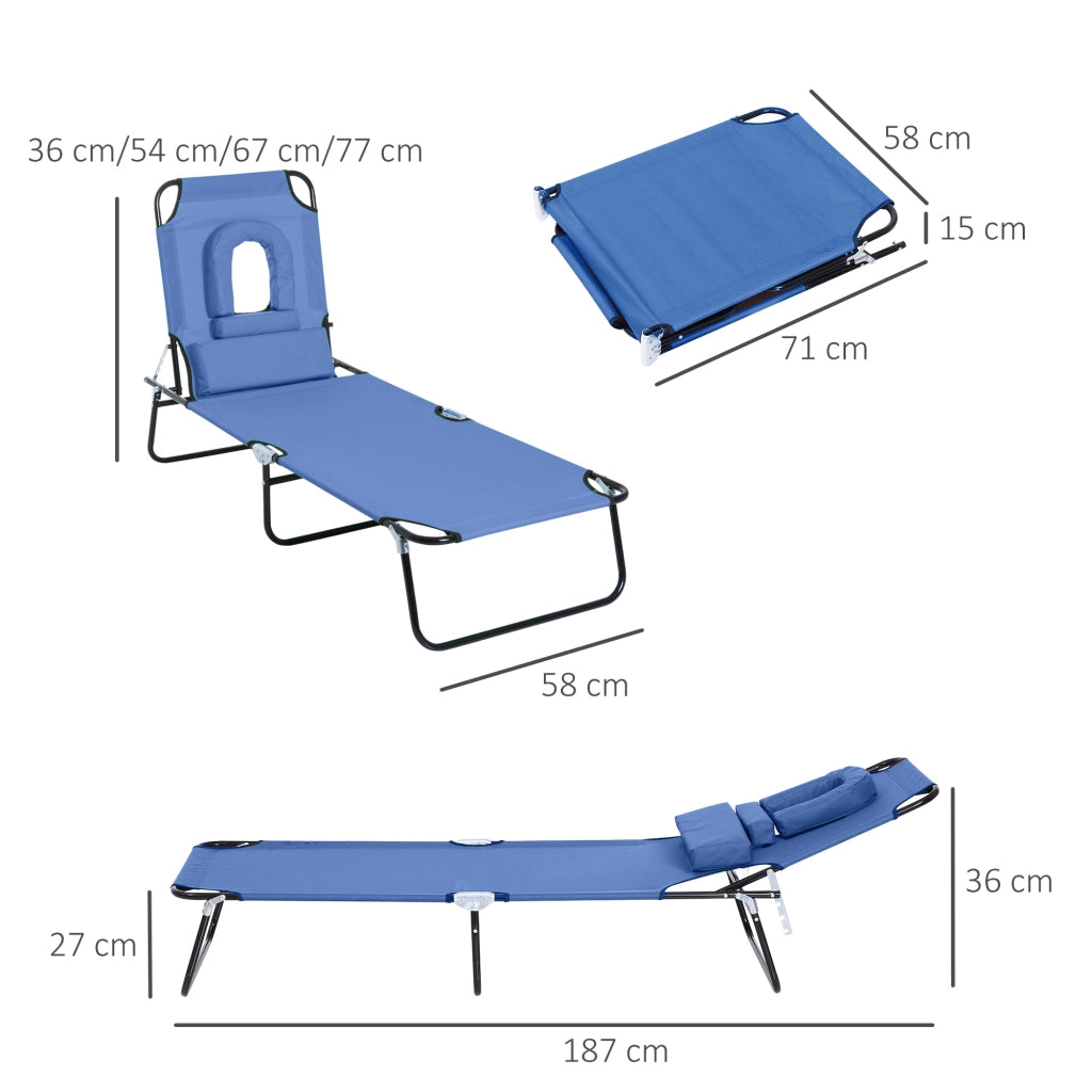 Chaise Longue Pieghevole con 3 Cuscini ¨C zephmum ¨C Blu