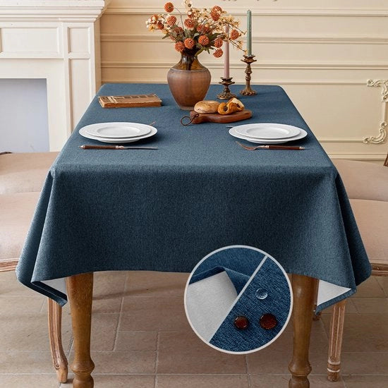 Tela da tavolo con finitura in lino, lavabile, impermeabile, per sala da pranzo, giardino, festa, matrimonio o casa, 140 x 180 cm - Marine