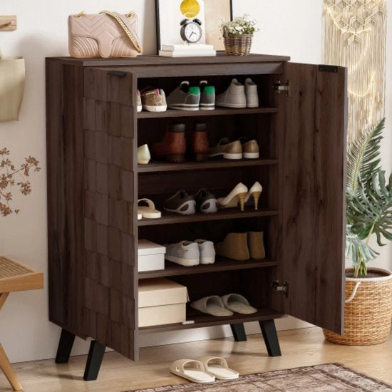 Cassettiere in legno scuro - 5 cassettoni - pannelli regolabili - 80x35,5x110 cm