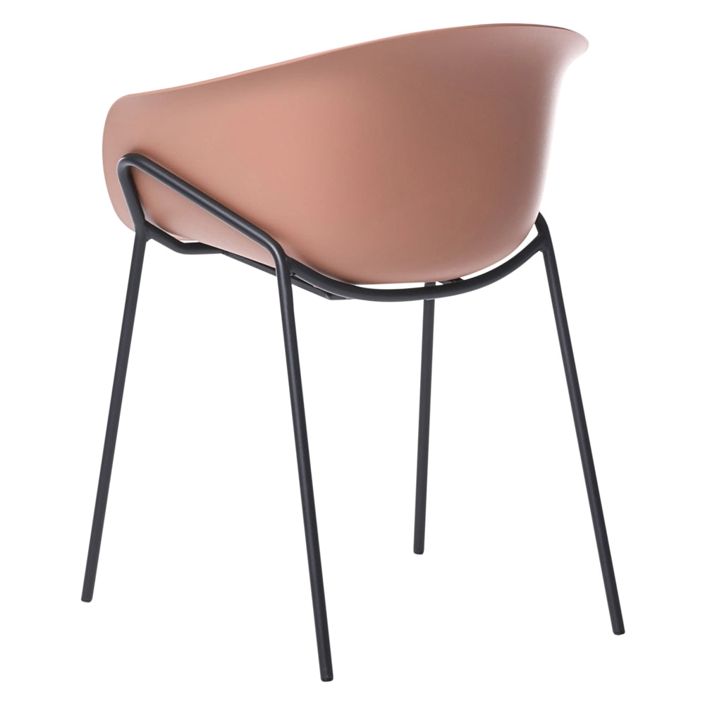 Set di 2 sedie da giardino con seduta in plastica e gambe in metallo nero e marrone resistenti alle intemperie moderne