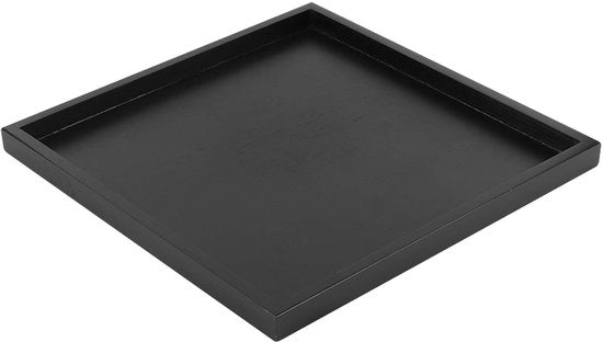 Piatto di Servizio Quadrato in Legno - Antiscivolo - Nero - Carrello per Cibo - Dimensioni 30x30x2cm