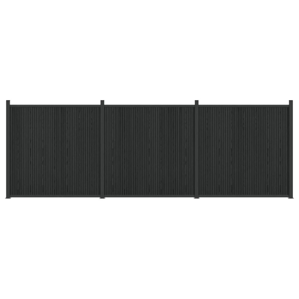 Pannello di Recinzione 3 pcs WPC e Alluminio Nero 3429485