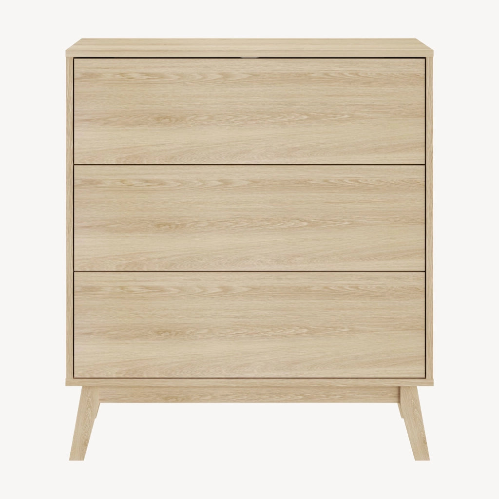 Cassettiera Aastmabospoo Comò a 3 Cassetti 90 x 80 x 40 cm - Effetto Rovere Chiaro [en.casa]