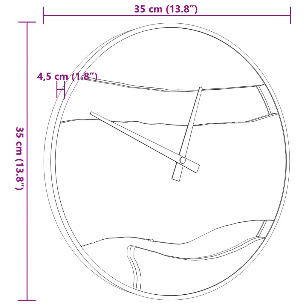 Orologio a Parete Marrone Ã˜35 cm in Ferro e Legno di Ulivo