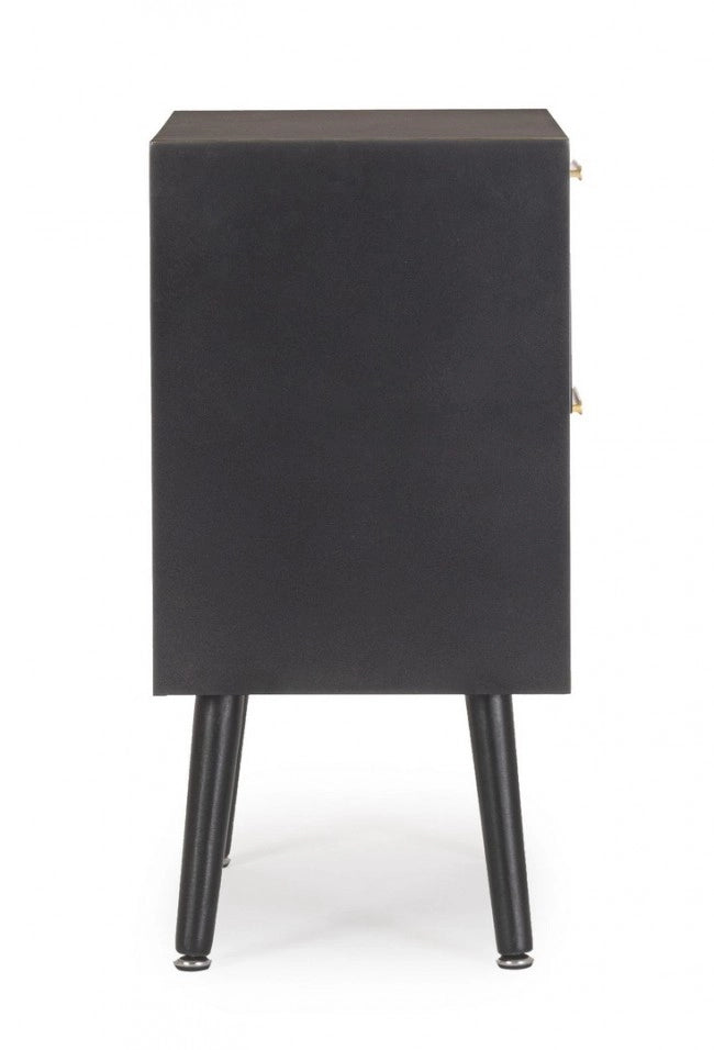Cassettiera 2 Cassetti Legno Nero Boho da Interno - JOSIE