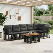 Set Divano da Giardino 7 pz Nero e Grigio scuro polyrattan 3437865