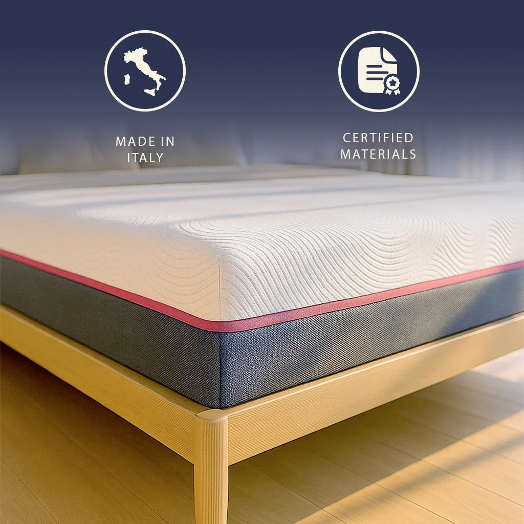 Materasso 120x190 cm Molle Insacchettate e Memory Foam | Altezza 30 cm | Ergonomico, Anallergico e Antibatterico | Made in Italy