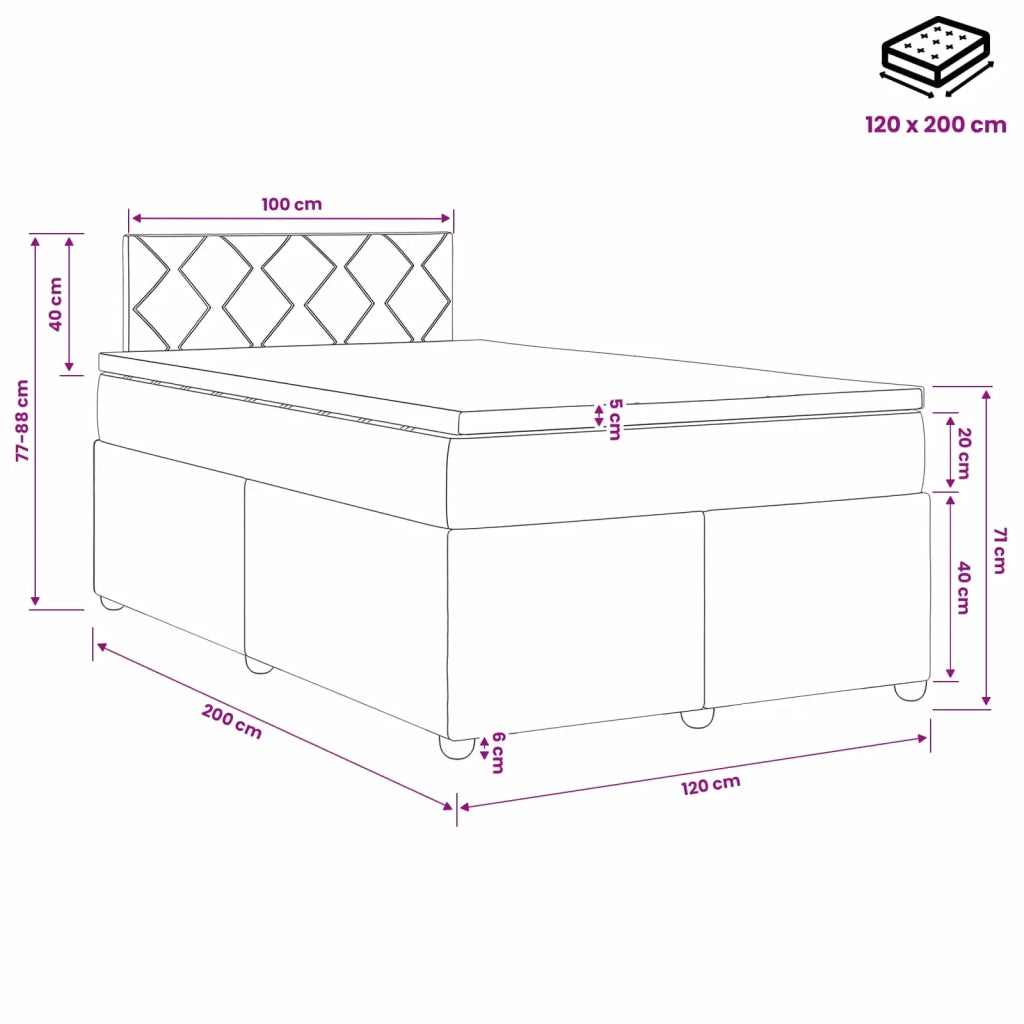 Letto box spring con materasso Grigio Scuro 120 x 200 cm 3451662