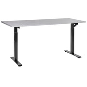 Scrivania regolabile manualmente in altezza Piano del tavolo legno nero Telaio in acciaio grigio 120 x 72 cm Piedi quadrati Design moderno Ufficio