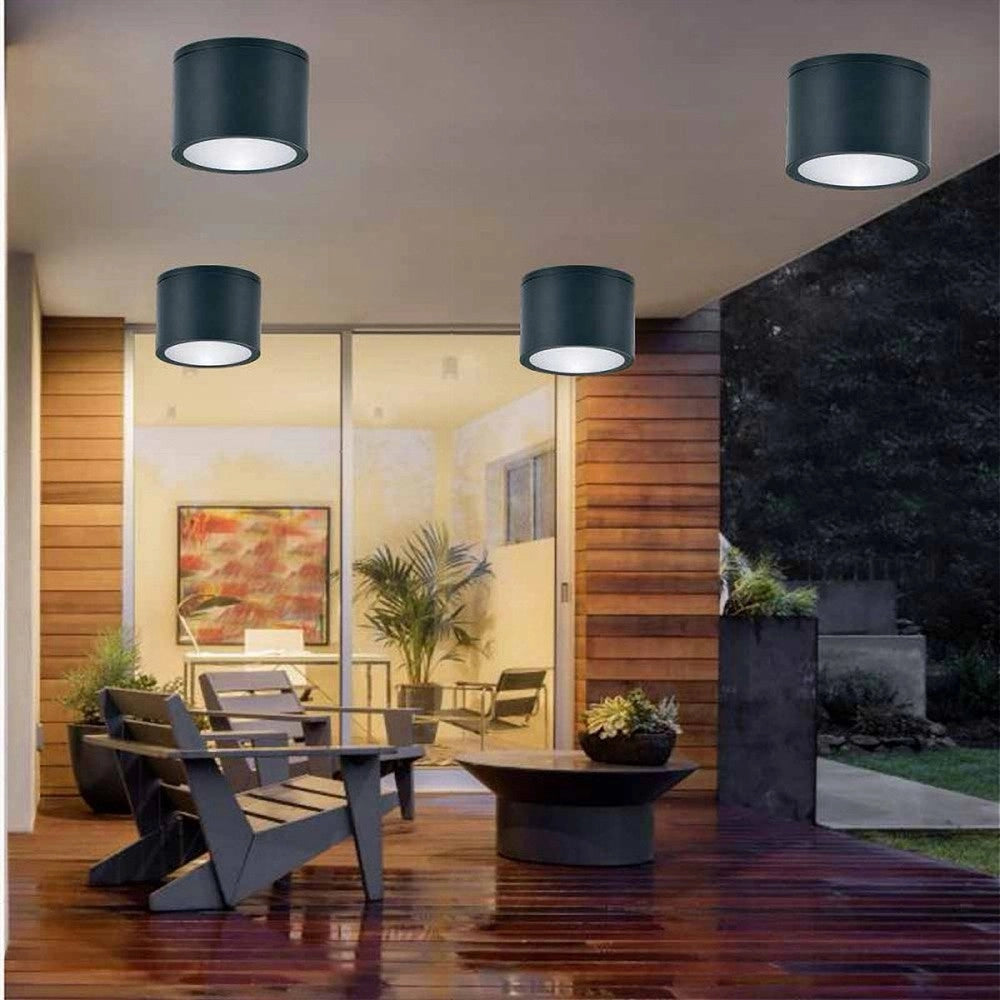 Trade Shop - Applique Da Soffitto A Cilindro Esterno Moderno Lampada Plafoniera Gu10 Ip54 H94 - Nero