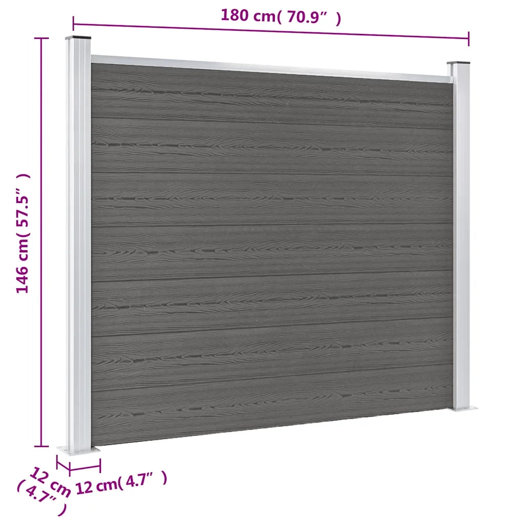 Pannello di Recinzione in WPC 180x146 cm Grigio 148982
