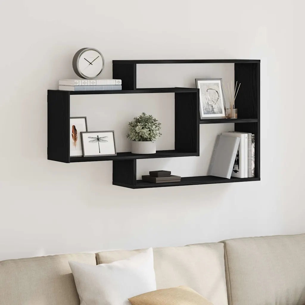 Mensola da parete Rovere Nero 104x20x58,5 cm in Legno Multistrato 862418