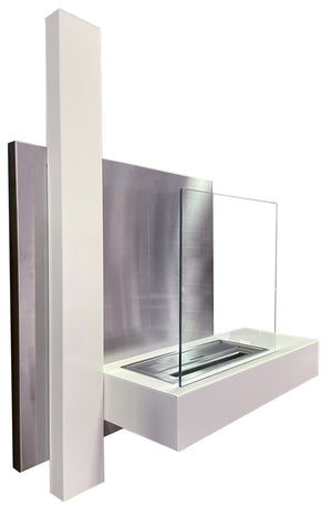 Camino a Bioetanolo da Parete 65x23x75 cm Vienna Bianco Lucido