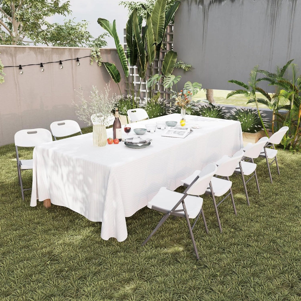 Set di 4 sedie pieghevoli in plastica, sedile in HDPE impermeabile e struttura in metallo, schienale con manico, sedie portatili per matrimonio, conferenza (bianco)