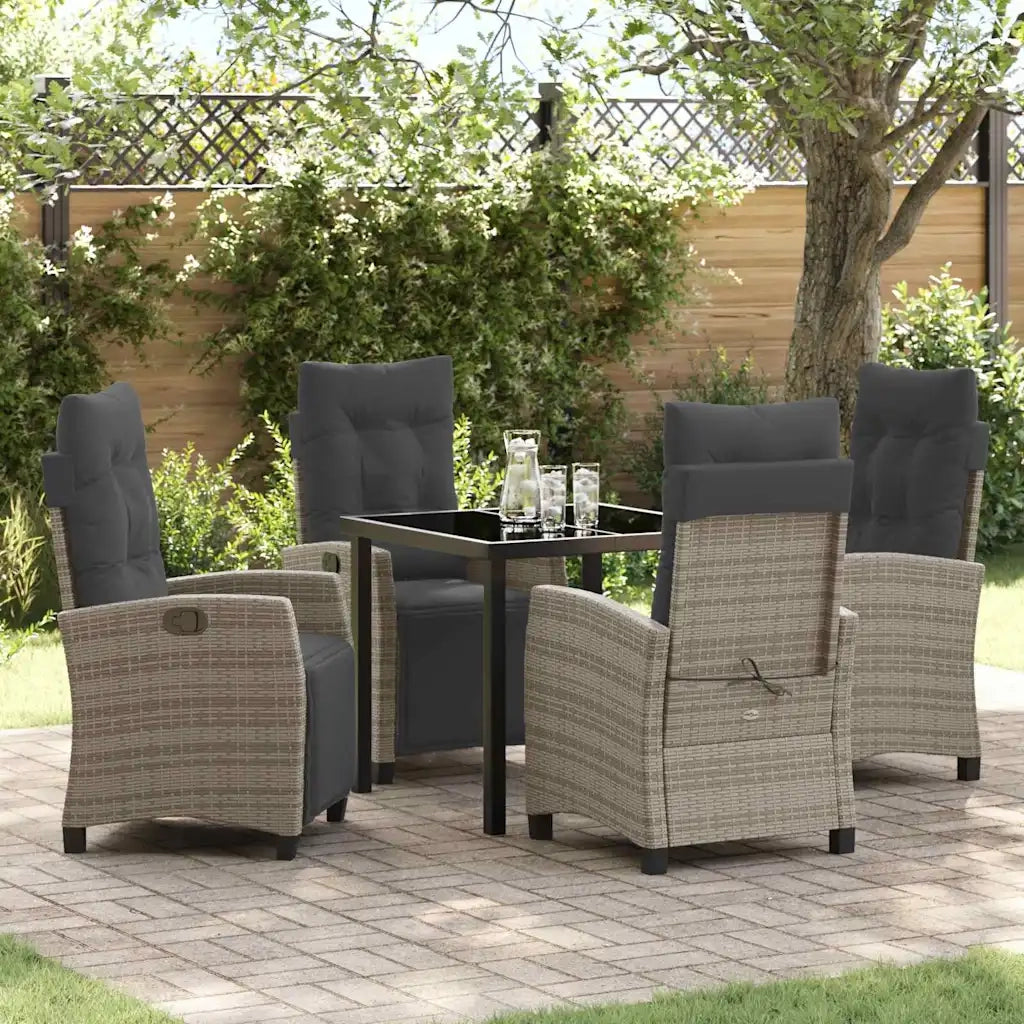 Set da Pranzo per Giardino con cuscino 5 pcs Grigio polyrattan 3380436