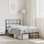 Giroletto con Testiera-Struttura Letto con testiera in Metallo Nero 90x200 cm 224776