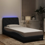 Giroletto con LED senza Materasso Nero 80x200 cm in Velluto