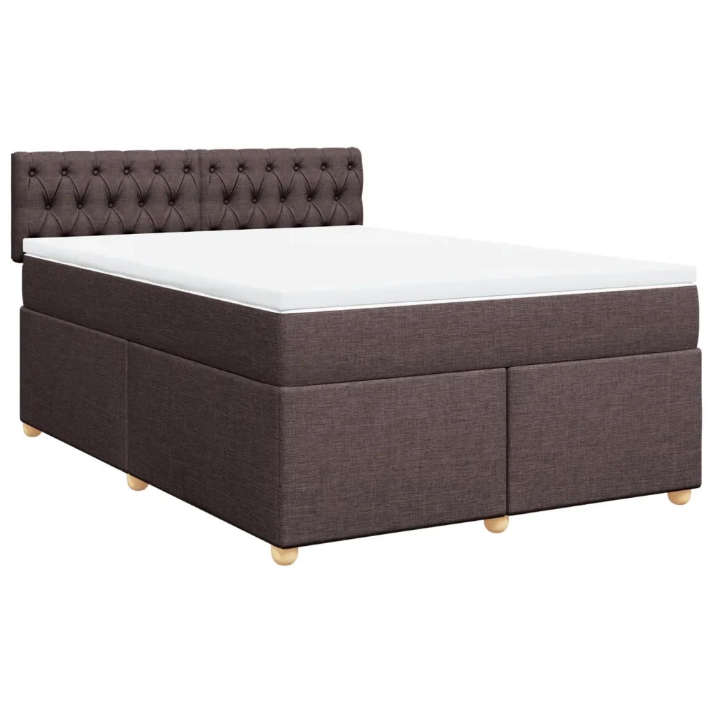 Giroletto a Molle con Materasso Marrone Scuro 140x190cm Tessuto