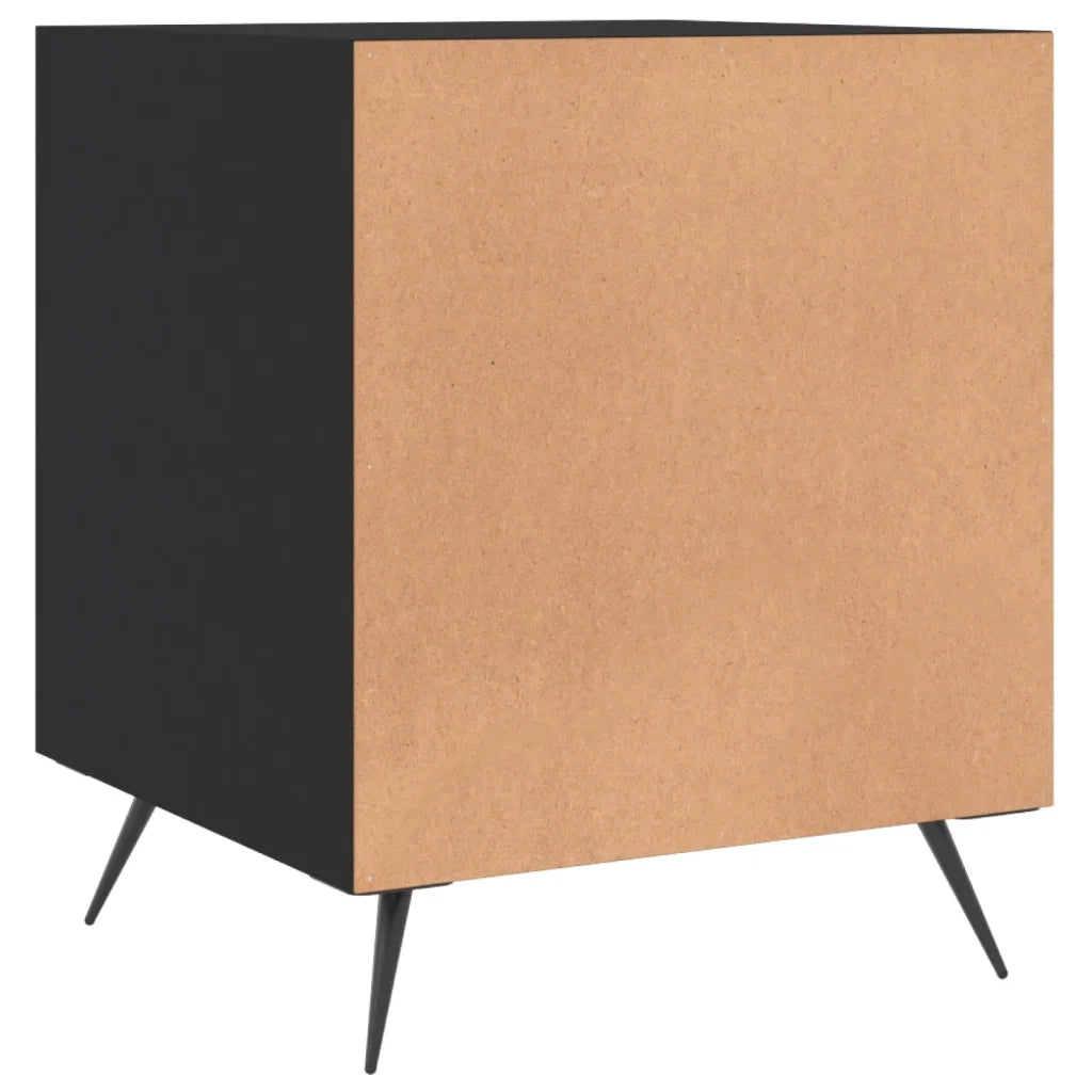 Set di 2 Comodini | Armadio da Notte | Mobiletto da notte Neri 40x40x50 cm in Legno Multistrato