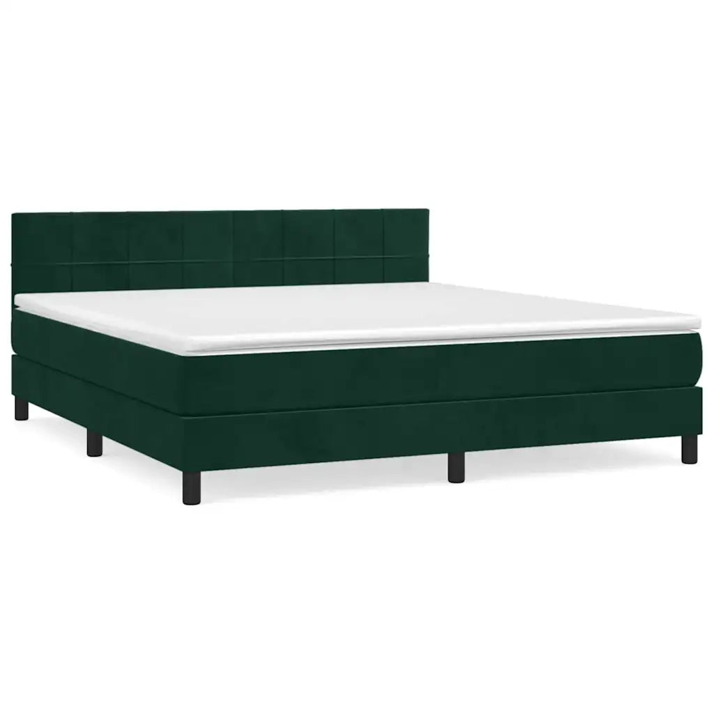 Giroletto a Molle con Materasso Verde Scuro 160x200 cm Vellutocod mxl 123567