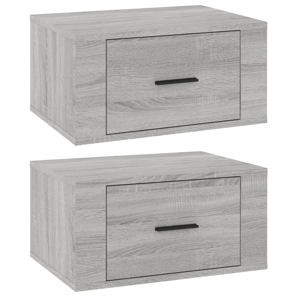 Set di 2 Comodini | Armadio da Notte | Mobiletto da notte a Muro Grigio Sonoma 50x36x25 cm