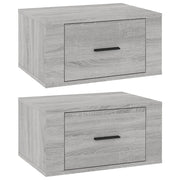 Set di 2 Comodini | Armadio da Notte | Mobiletto da notte a Muro Grigio Sonoma 50x36x25 cm